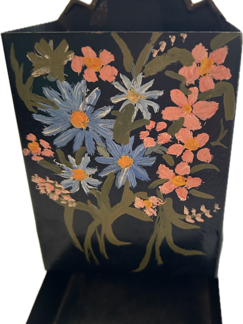 Hand-Painted Tole Vintage Match Holder